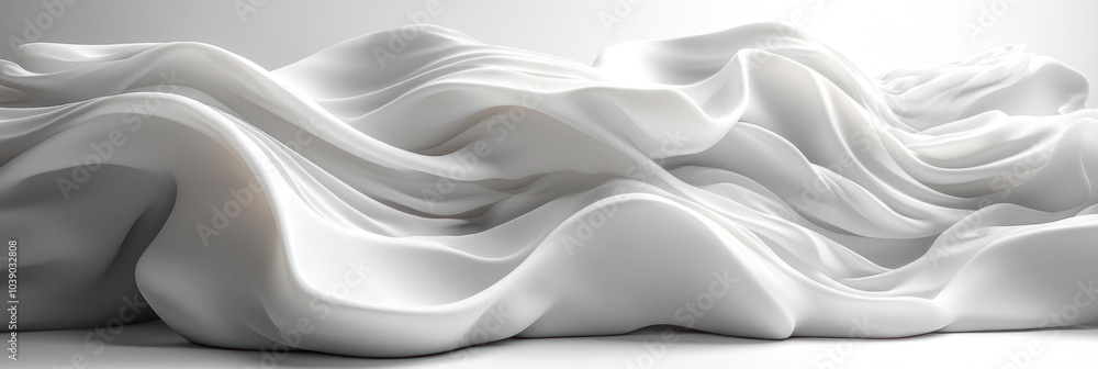 Abstract White Draped Fabric Forming Waves Abstract White Draped Fabric Forming Waves