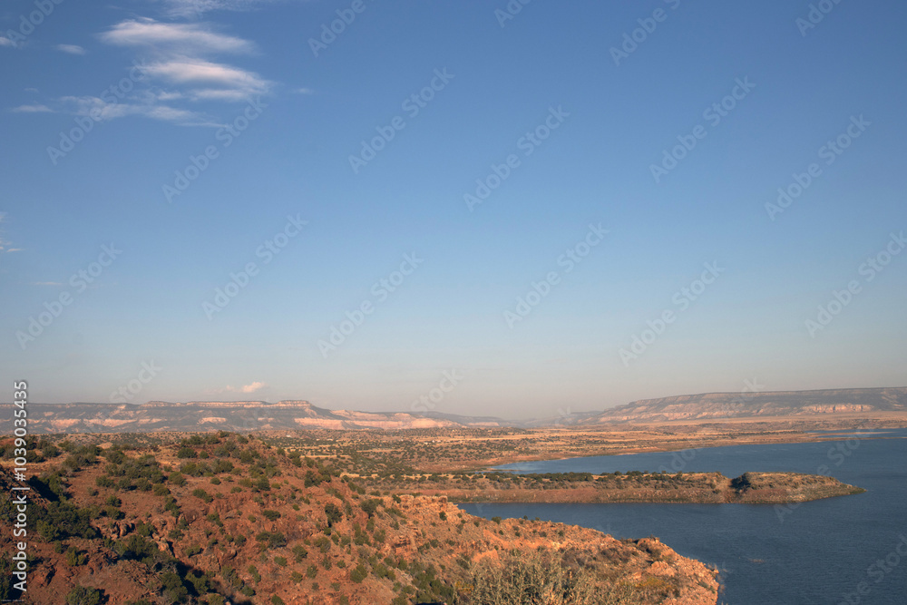 Early morning light at Abiquiu Lake, an Army Corps of Engineers reservoir in northern New Mexico Early morning light at Abiquiu Lake, an Army Corps of Engineers reservoir in northern New Mexico