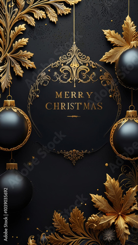 Luxury Christmas decor with black matte and gold accents, creating a refined festive look