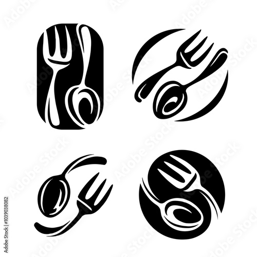 Fork and spoon logo design. Symbol emblem for restaurant, cafe or eatery menu