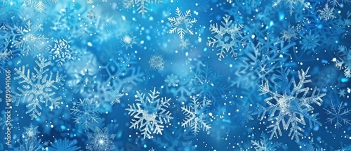Winter Wonderland: Delicate Snowflakes on a Blue Background