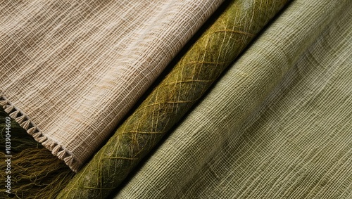 Green and Beige Fabric Swatch