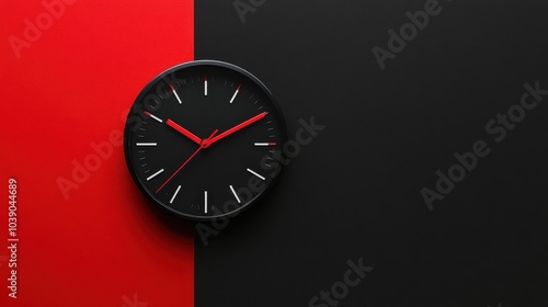 Wallpaper Mural Minimalist Black and Red Wall Clock Torontodigital.ca