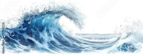 Water wave isolated on white background, water splash