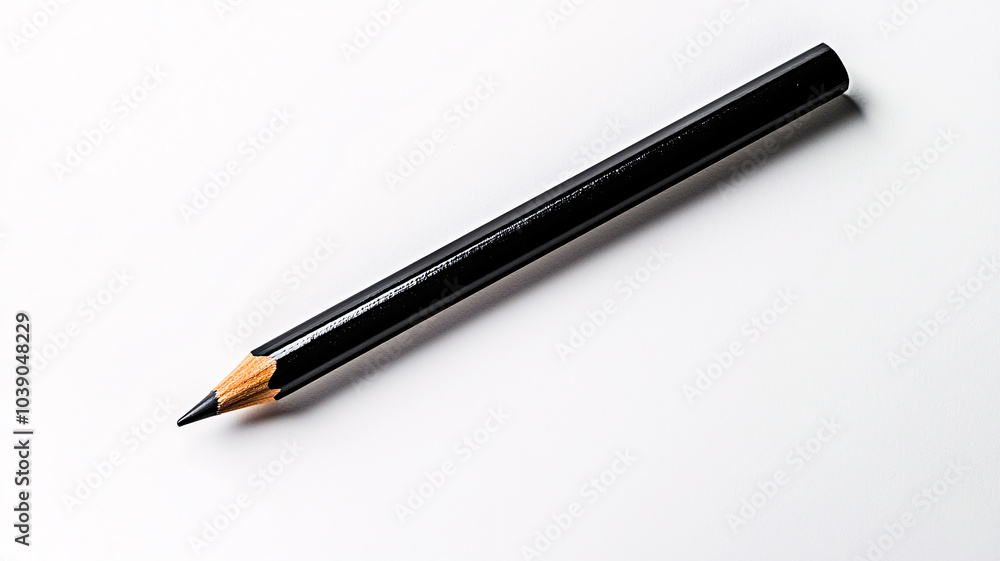 Black pencil mockup on white background for branding and marketing Black pencil mockup on white background for branding and marketing