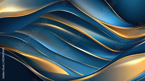 Abstract Gold and Blue Waves