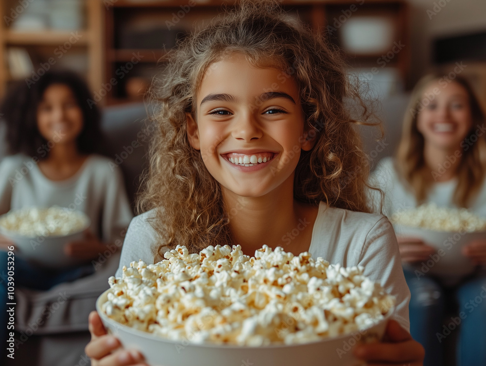 Children with popcorn - Generative AI Children with popcorn - Generative AI