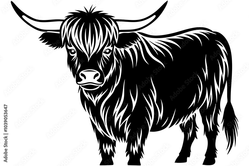 Majestic Highland Cow vector art illustration Majestic Highland Cow vector art illustration
