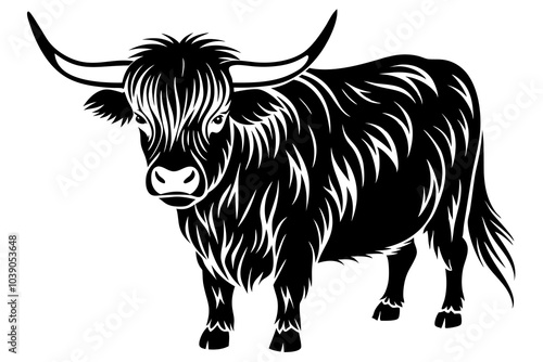 Majestic Highland Cow  vector art illustration