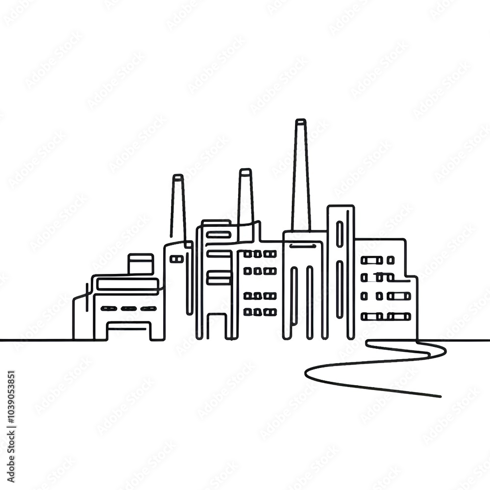 Minimalist factory exterior with industrial design elements Minimalist factory exterior with industrial design elements