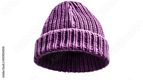 A purple beanie isolated on clear white background 