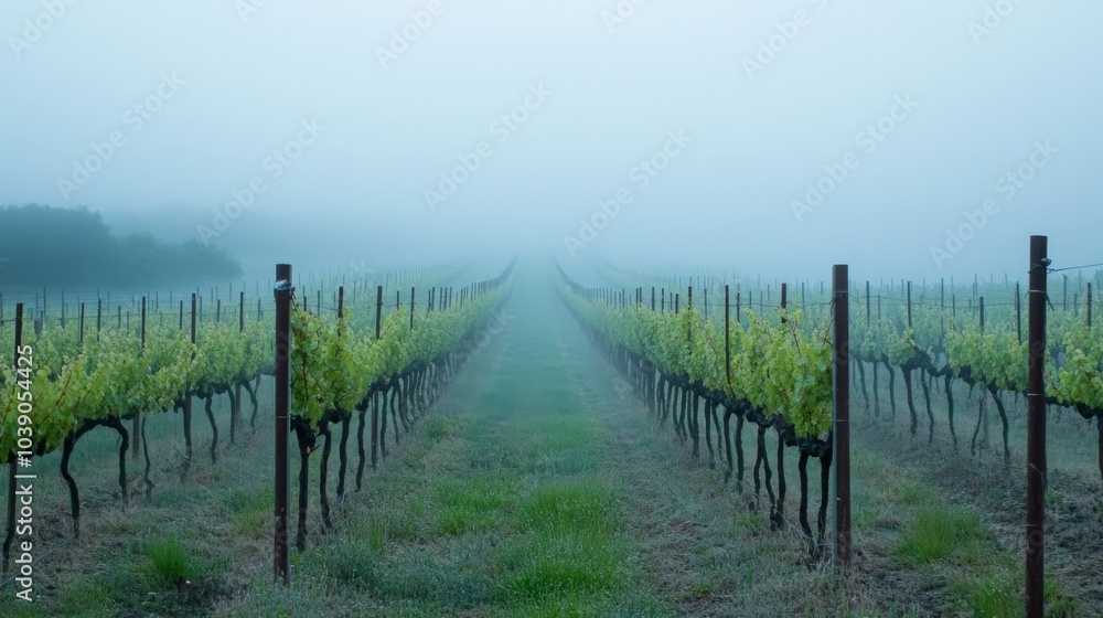 Misty Morning Vineyard Rows Misty Morning Vineyard Rows