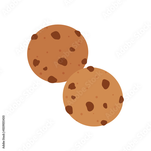 Vector flat Christmas chocolate cookies isolated on white background. 