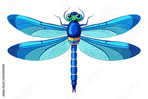  Dragonfly Anax imperator vector art illustration