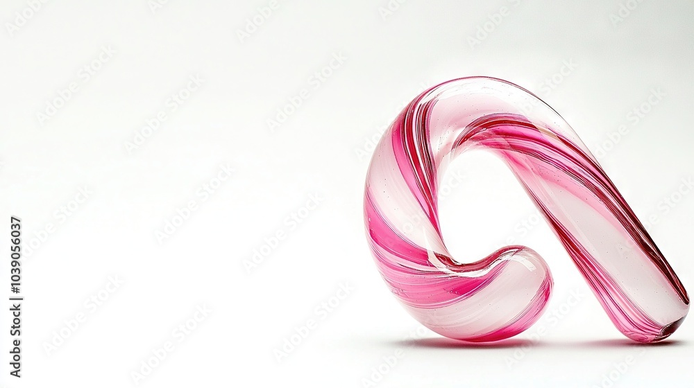 Fototapeta premium Pink-white sculpture on white table with clock on wall