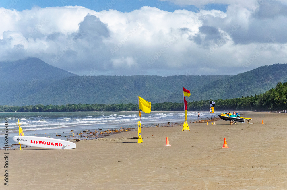 Majestic tropical golden sandy Four Mile Beach in Port Douglas, Queensland, Australia. It is one of the most popular and well-known beaches in Tropical North Queensland.
Majestic tropical golden sandy Four Mile Beach in Port Douglas, Queensland, Australia. It is one of the most popular and well-known beaches in Tropical North Queensland.