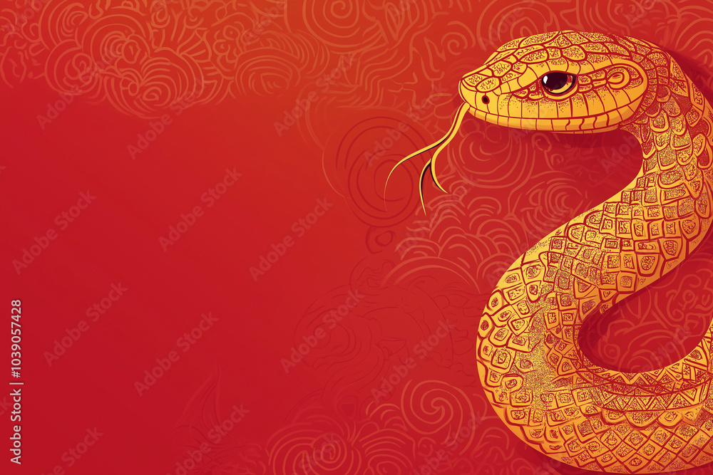 Obraz premium Banner illustration 2025 new year Chinese with snake and place for text