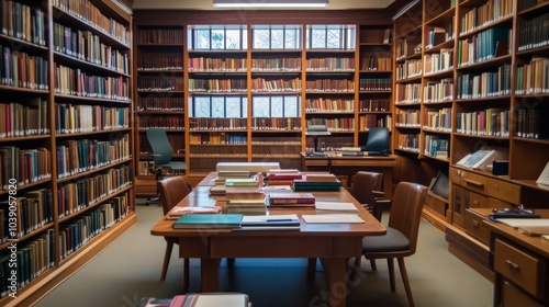 A Study Room Filled with Bookshelves and a Desk