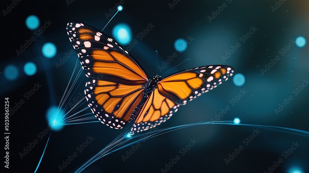 A close-up of a butterfly perched on a plant with water droplets on its wings A close-up of a butterfly perched on a plant with water droplets on its wings