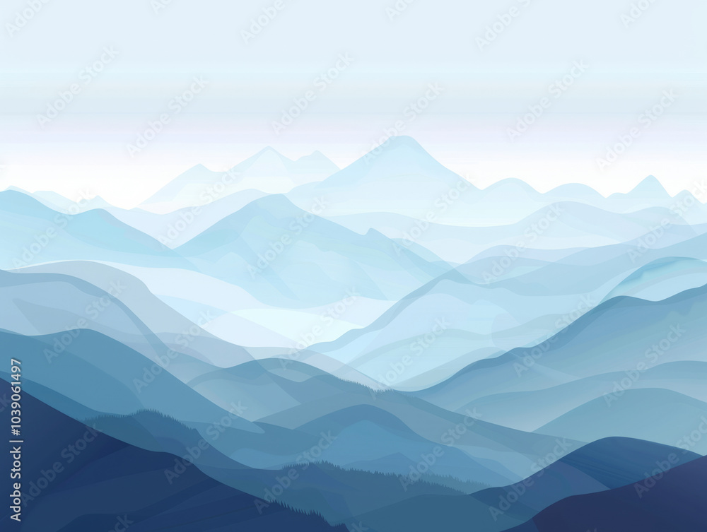 Obraz premium Blue layered mountains in the early morning light