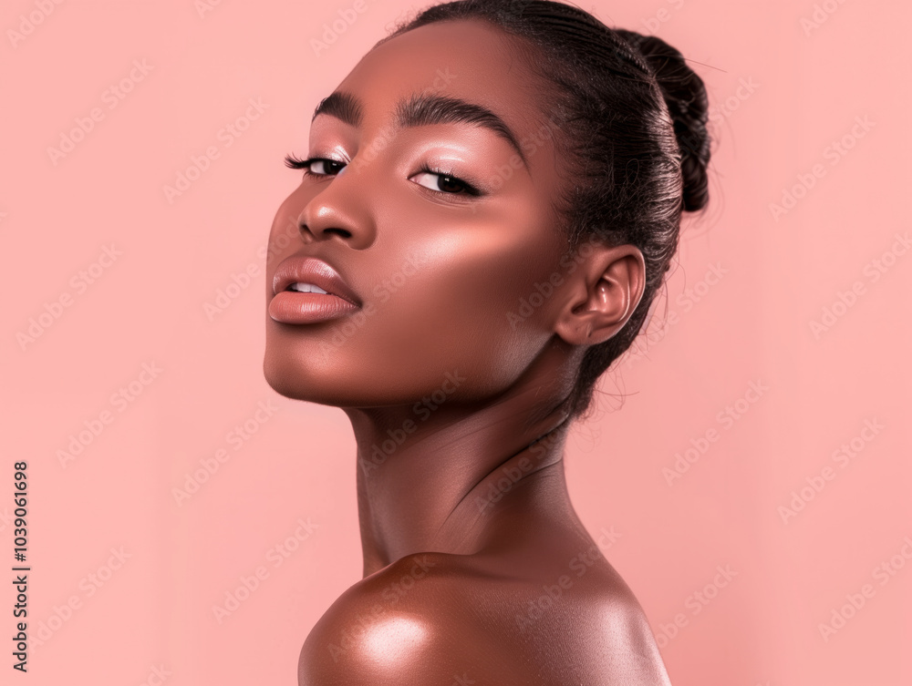 Stunning portrait on pink backdrop Stunning portrait on pink backdrop