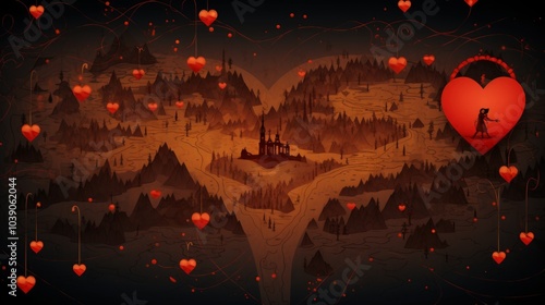 Valentines Day Love Background Map