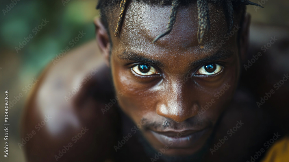 Close up from young african looking with hope for the future Close up from young african looking with hope for the future