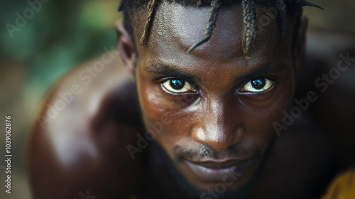 Close up from young african looking with hope for the future