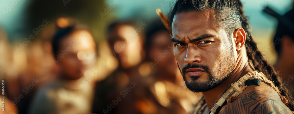 Indigenous Maori warrior with Copyspace Indigenous Maori warrior with Copyspace