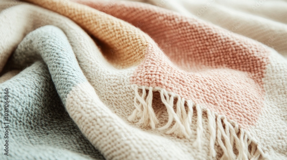 Cozy Cream, Peach, and Gray Fringe Blanket for Ultimate Comfort Cozy Cream, Peach, and Gray Fringe Blanket for Ultimate Comfort