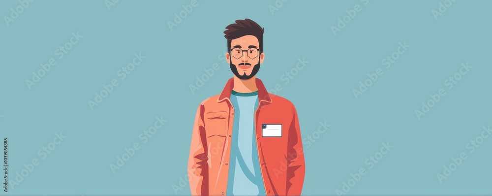 Cartoon-style illustration of a young man with blue eyes and a friendly smile, perfect for avatars or profiles for id cards.