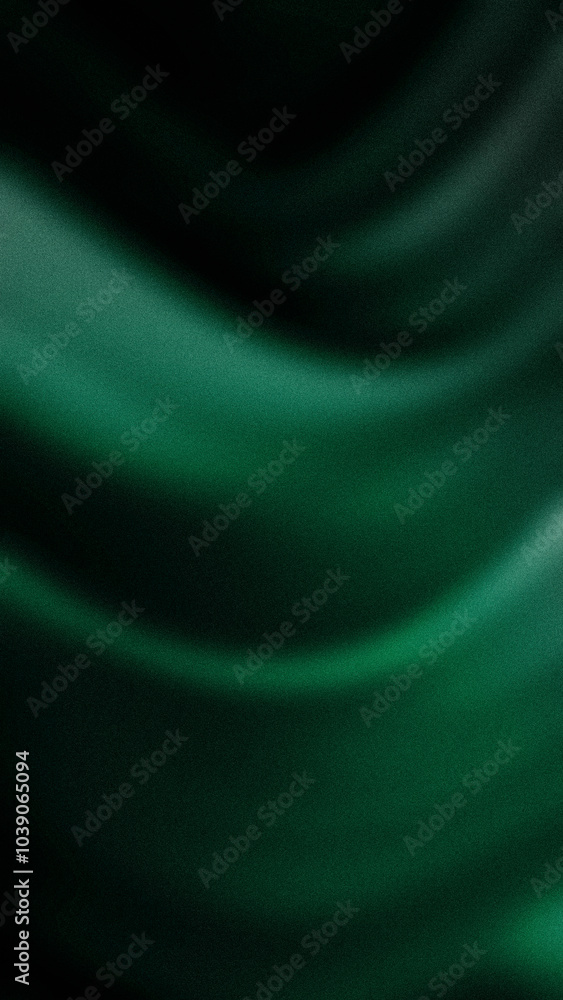 Obraz premium A smooth, vertical abstract gradient with deep green, black, and teal waves blending softly. This grainy texture is ideal for 4K backgrounds, wallpapers, and banners