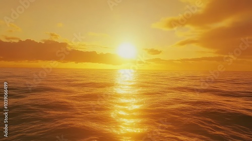 Golden Sunset Over The Ocean