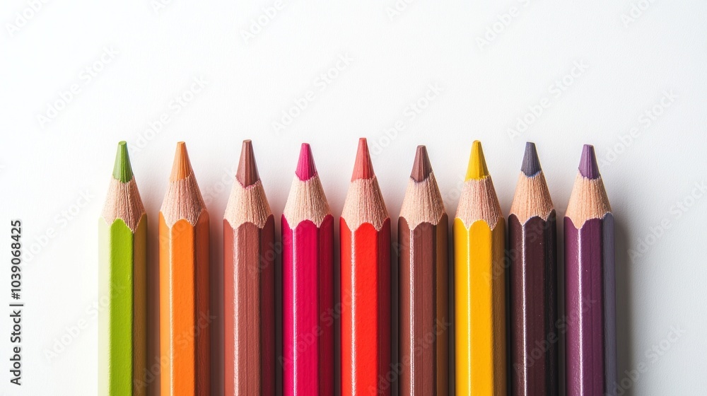 Colorful Pencils on White Background Colorful Pencils on White Background