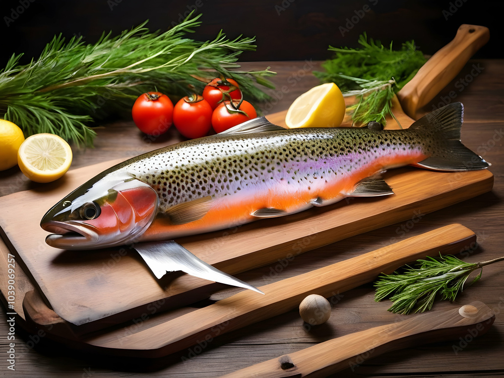 Trout fish on the table