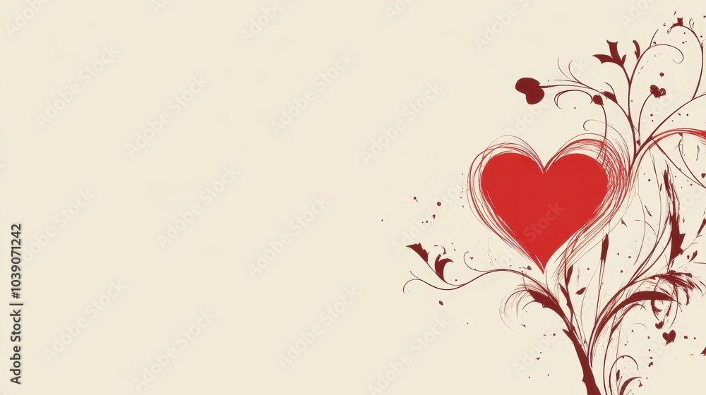 Elegant Heart with Romantic Floral Swirls Elegant Heart with Romantic Floral Swirls