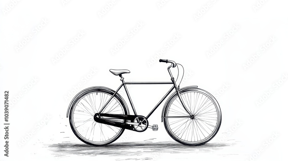 Classic Black City Bicycle in Minimalist Style Illustration Classic Black City Bicycle in Minimalist Style Illustration