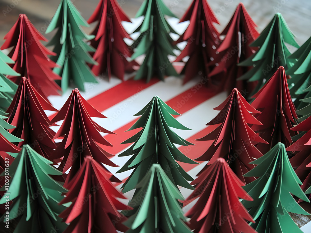 Decoración navideña con árboles rojos y verdes hechos a mano en papel con espacio en blanco
Decoración navideña con árboles rojos y verdes hechos a mano en papel con espacio en blanco