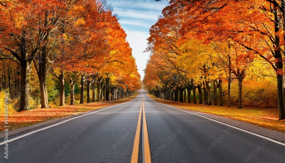 Fototapeta premium autumn road in the forest