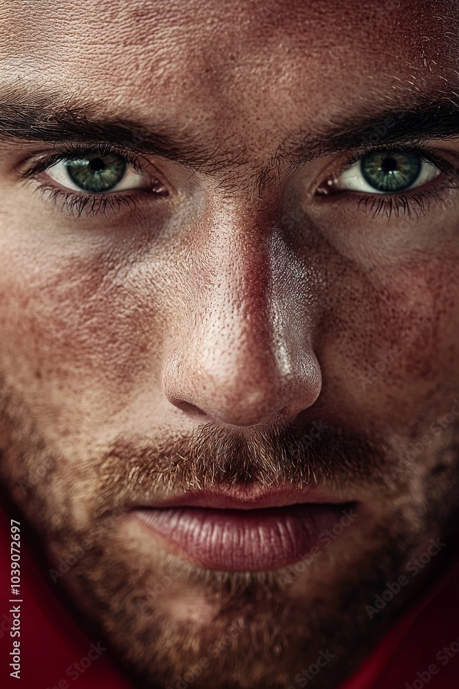 Intense Football Player Close-Up Expression Intense Football Player Close-Up Expression