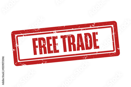 Free Trade. A red stamp isolated on white background.