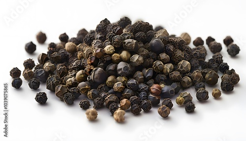 black pepper isolated on white photo