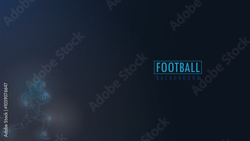  outline american football player isolated in dark blue running grip the ball, suitable for american football background or poster football of america