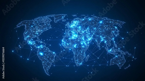 A World Map Constructed of Interconnected Luminous Points