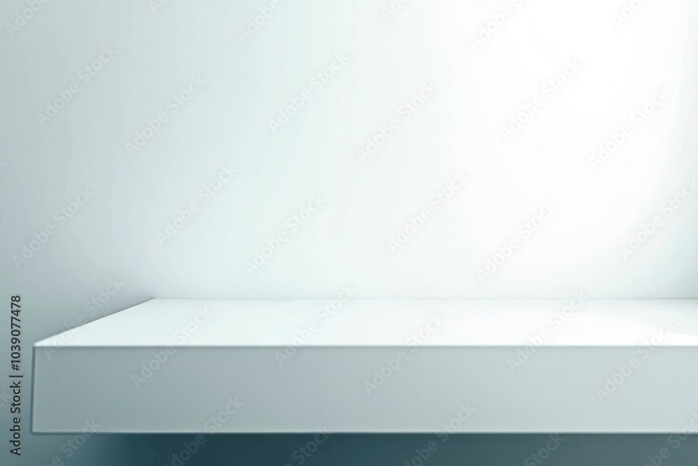 White Shelf Against a White Wall with a Light Source White Shelf Against a White Wall with a Light Source