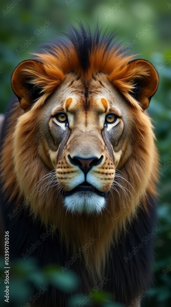 Close up of a lion in the jungle portrait of a lion in the forest Close up of a lion in the jungle portrait of a lion in the forest