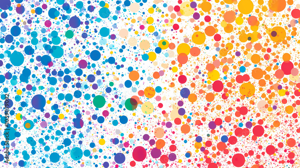 Abstract Rainbow Dots: A vibrant and energetic explosion of color, this abstract background features a multitude of colorful dots scattered across a clean canvas. Abstract Rainbow Dots: A vibrant and energetic explosion of color, this abstract background features a multitude of colorful dots scattered across a clean canvas.
