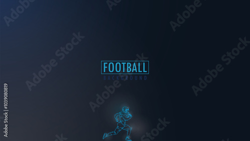  outline american football player isolated in dark blue running grip the ball, suitable for american football background or poster football of america