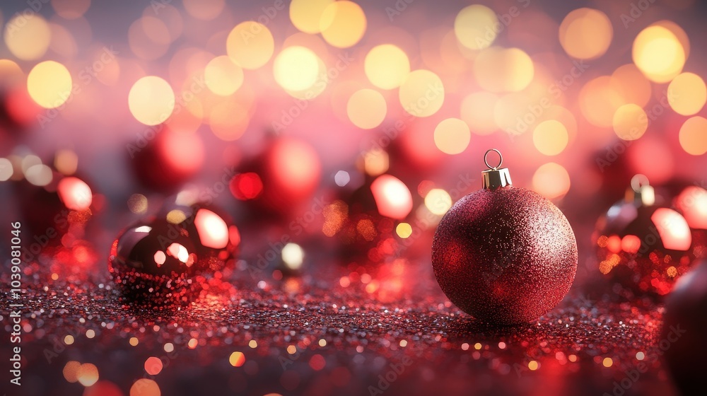 Festive Christmas Ornaments Surrounded by Warm Glowing Lights Bokeh for Holiday Season Joy Festive Christmas Ornaments Surrounded by Warm Glowing Lights Bokeh for Holiday Season Joy