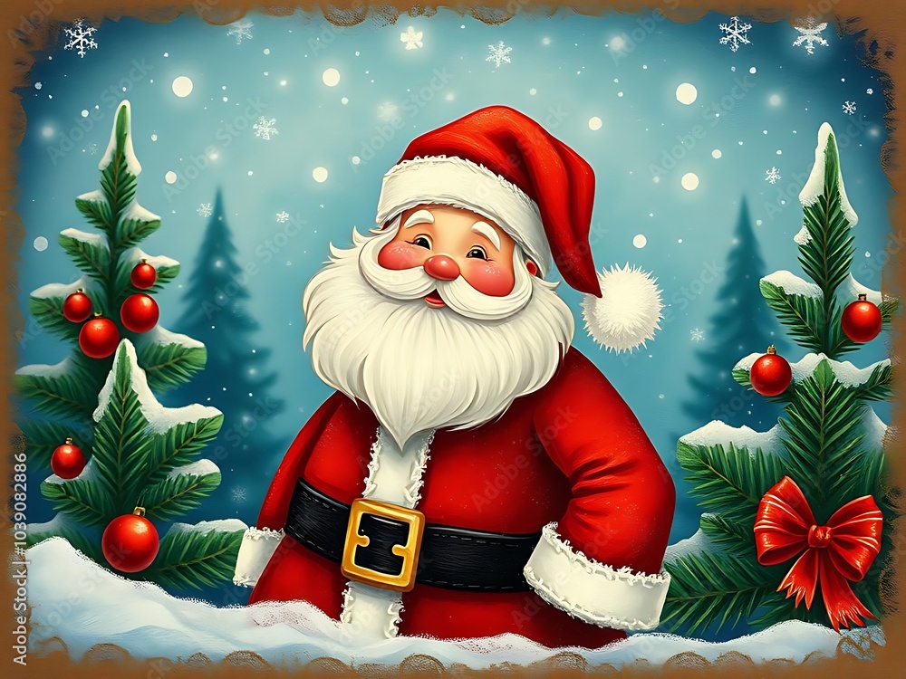 a santa claus is standing in the snow a santa claus is standing in the snow